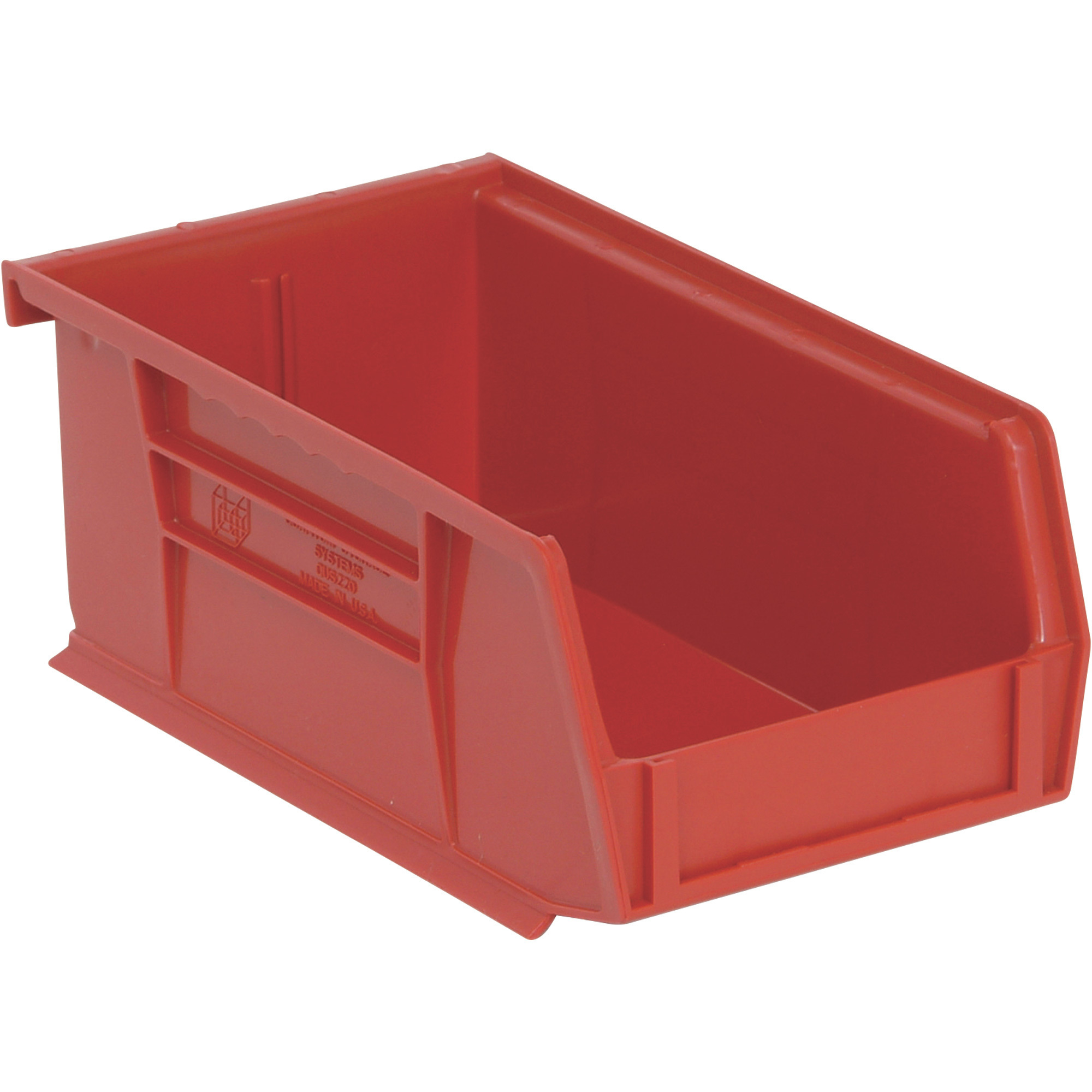 Quantum Storage Heavy Duty Stacking Bins, 7 3/8in. x 4 1/8in. x 3in. Size, Red, Carton of 24, Model# QUS220RDCS